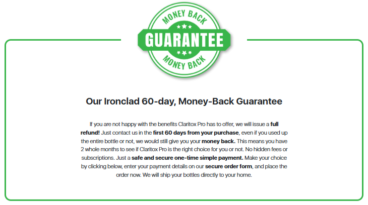 Claritox-Pro-guarantee